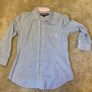 Vineyard Vines blue and white striped button down